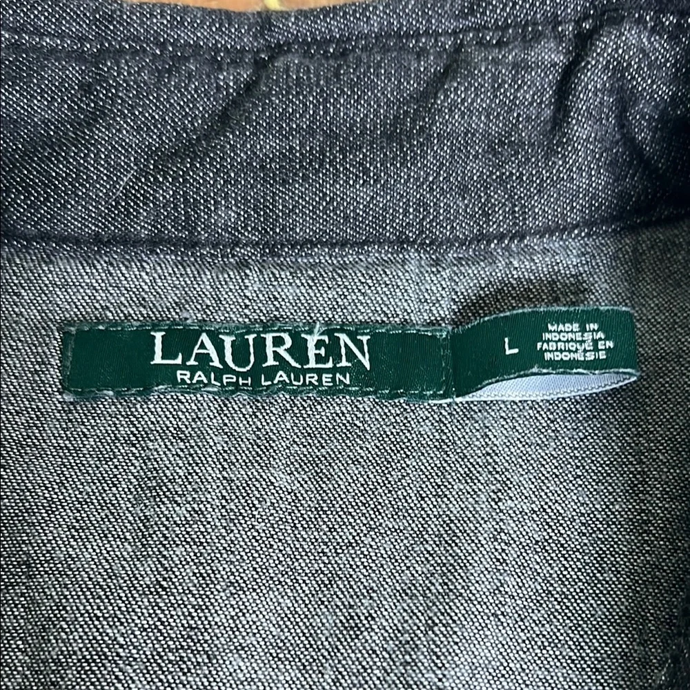 Lauren by Ralph Lauren Denim Pearl Snap Shirt Large - Picture 5 of 11